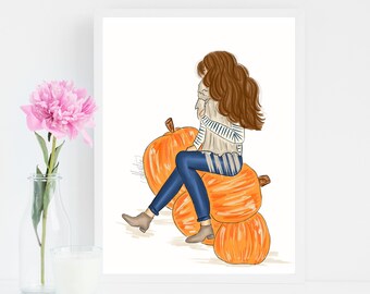 Fall Days, Fall Illustration, Fall Wall Art, Autumn Wall Art, Autumn Illustration, Fall Art Print, Fall Fashion Illustration, Fall Decor