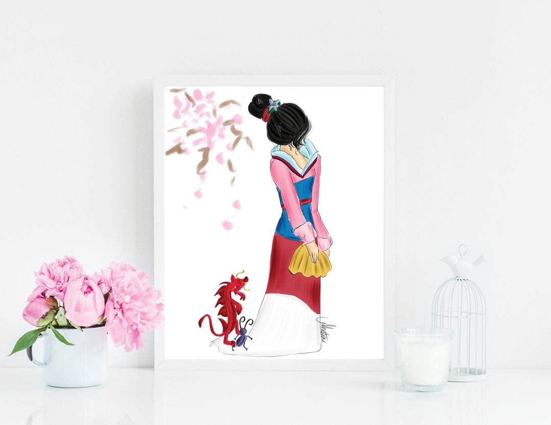 Cherry Blossoms, Princess Wall Art, Mulan Wall Decor, Mulan Art ...