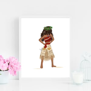 An Island Princess Fashion Art, PLTStudio, Moana Fashion Illustration, Moana Disney Inspired Art, Disney Art Prints Moana Art Print Moana