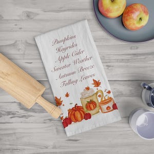 Pumpkin & Hayrides Tea Towel Fall Tea Towels Seasonal Decor Fall Kitchen Towel Fall Decorations Home Fall Decorations Autumn Cozy Decor Fall