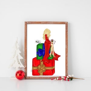 Navidad presenta Arte, Impresión de Arte Navideño, Decoración De Pared Navideña, Tarjetas De Felicitación Navideñas, Arte Mural Navideño, Ilustración de Moda Navideña