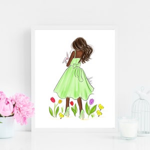 Lapin de Pâques et poussins Joyeuses Pâques Illustration Décoration murale de printemps, Printemps Wall Art Pâques Art Print Illustration de mode de printemps, Cadeaux BFF