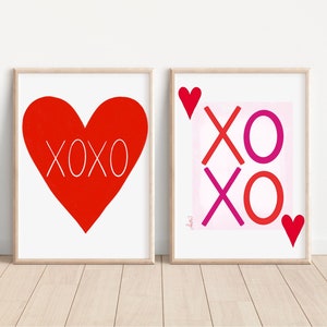 2 - 8 x 10 BUNDEL Art Prints XOXO &Harten Mode Illustratie Valentijn Illustratie Galentine kunst Print BFF Geschenken Vanity Decor PLTStudio