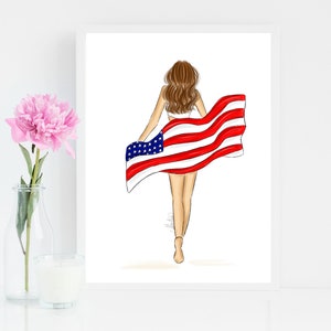 Usa Flag Art Print, 4th of July, Usa Fashion Illustration, Usa Flag Art Print, Usa Flag Wall Art, Usa Flag Illustration, Usa Flag Wall Decor