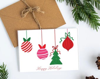 Happy Holidays Ornaments Cards Christmas Cards Christmas Stationery Holidays Greeting Card Xmas Cards Set Christmas Stationery Set PLTStudio