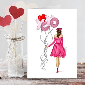 Xoxo balões de coração Cartões Cartões de Dia dos Namorados Cartões de Dia dos Namorados Cartões de Dia dos Namorados Papelaria Conjunto de cartões Galentine Presente BFF