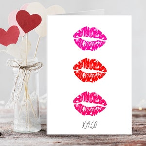 Cartes Des Baisers XOXO Ensembles de cartes Galentine Ensembles de cartes de voeux Saint-Valentin Cartes baisers Art impression sur les lèvres Cadeaux BFF PLTStudio Kisses Vday