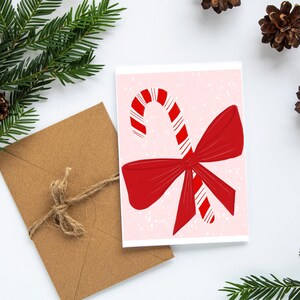 Candy Cane Red Bow Candy Cards Christmas Cards Christmas Stationery Holidays Greeting Card Xmas Cards Set Christmas Stationery Set PLTStudio