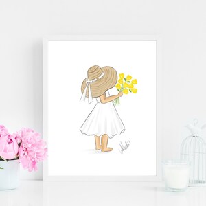 Tulipes jaunes printemps enfants Illustration, décoration murale printemps, printemps Wall Art, printemps fleurs Art, Kids Room Illustration, cadeaux de pépinière,