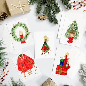SET OF 10 Holiday Variety Pack 5 Christmas Cards Christmas Stationery, Holidays Greeting Cards Christmas Cards Set, Christmas Stationery Set