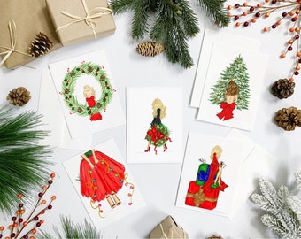 SET OF 10 Holiday Variety Pack 5 Christmas Cards Christmas Stationery, Holidays Greeting Cards Christmas Cards Set, Christmas Stationery Set