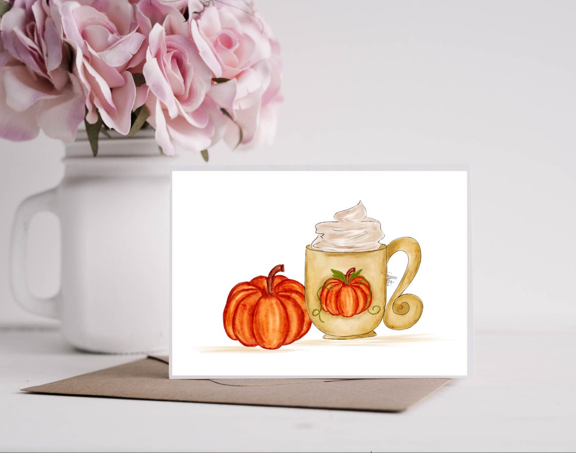 Pumpkin Spice Latte Fall Card Set Fall Stationery Thanksgiving Greeting ...