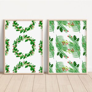 2 - 8 x 10 Bundle voeux de vacances Impression d'art illustration de vacances Illustration de mode de Noël décoration murale de vacances cartes de voeux art de Noël