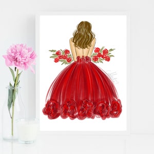 Roses, Love Art Prints, Valentine&#39;s Day Wall Art, Valentine&#39;s Day Wall Decor, Valentine&#39;s Day Fashion Illustration, Romance Art, BFF Gifts
