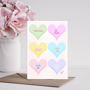 Conjuntos de cartões de doces de coração Galentine Conjuntos de cartões de dia dos namorados Cartões de felicitações de dia dos namorados Corações Imprimir arte BFF presentes PLTStudio Xoxo
