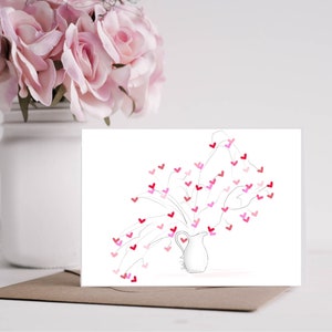 Conjuntos de tarjetas de Pot of Hearts Tarjetas de San Valentín Conjuntos de tarjetas de felicitación del Día de San Valentín Papelería del Día de San Valentín Tarjetas de corazones del Día de San Valentín