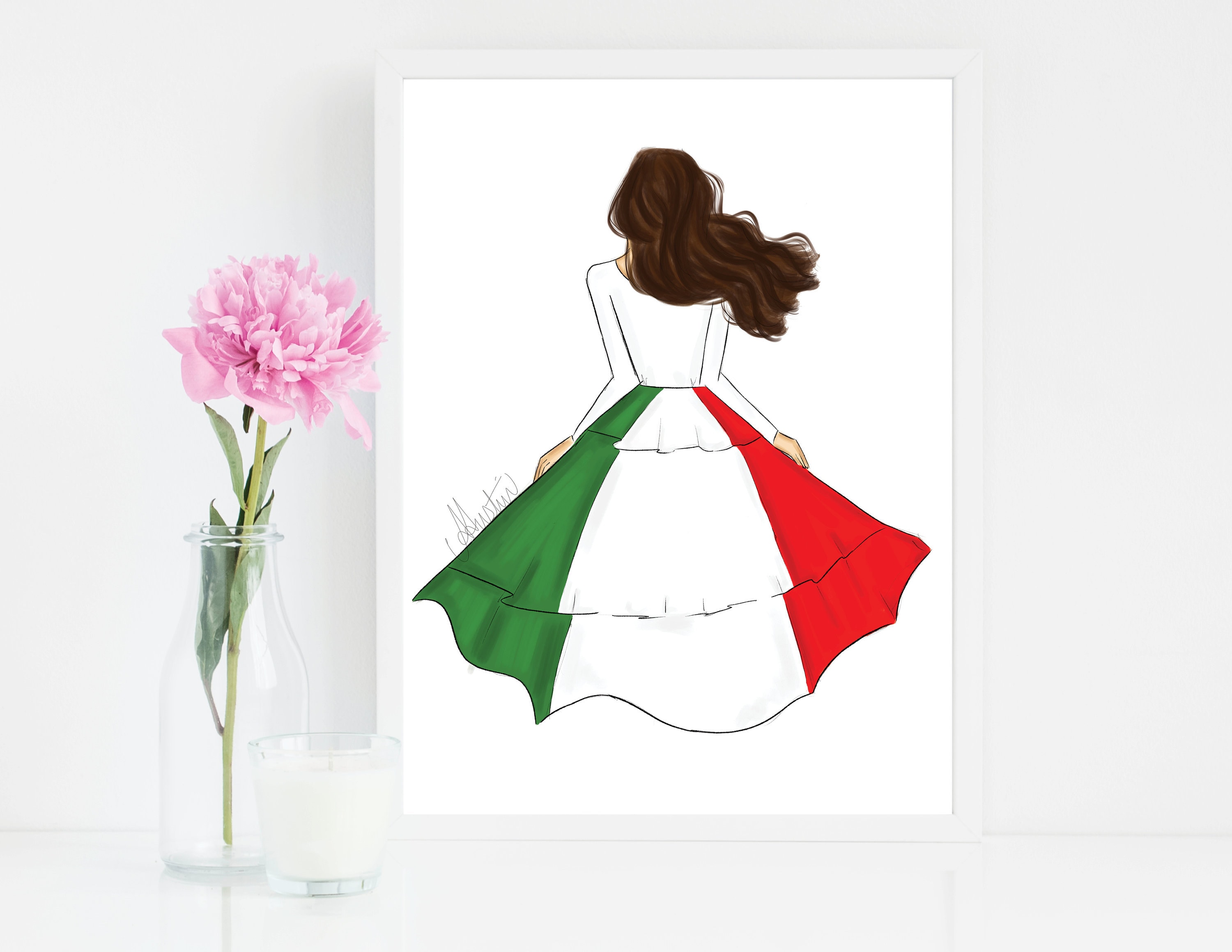 Italy Fashion Illustration Italy Flag Print Italy Art Italy - Etsy