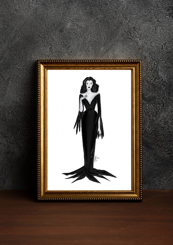 Vampira Fashion Illustration Gothic Illustration Halloween Fashion Illustration Fall Fashion Illustration Vampira Illustration PLTStudio