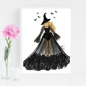 So Witchy, Halloween Art Print, Halloween Witch Art Print, Halloween Witch Art, Halloween Witch Illustration, Witches Fashion Illustration image 7