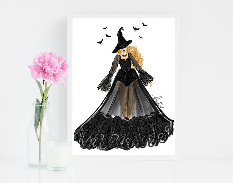 So Witchy, Halloween Art Print, Halloween Witch Art Print, Halloween Witch Art, Halloween Witch Illustration, Witches Fashion Illustration image 7