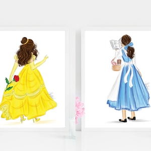 BUNDLE 2 PRINTS Belle Art Prints, Disney Princess Art, Beauty and Beast, Belle Art, Beauty and the Beast Art, Princess Fashion Illustration