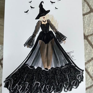 So Witchy, Halloween Art Print, Halloween Witch Art Print, Halloween Witch Art, Halloween Witch Illustration, Witches Fashion Illustration image 2