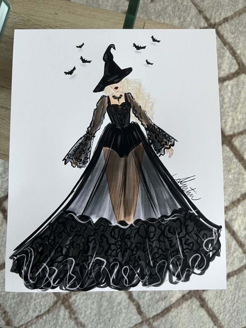 So Witchy, Halloween Art Print, Halloween Witch Art Print, Halloween Witch Art, Halloween Witch Illustration, Witches Fashion Illustration image 2