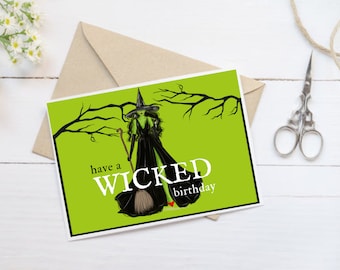 Wicked Witch Birthday Cards Halloween Birthday Cards Witch Halloween Card Fall Cards Spooky Season Cards Halloween Greeting Cards pltstudio