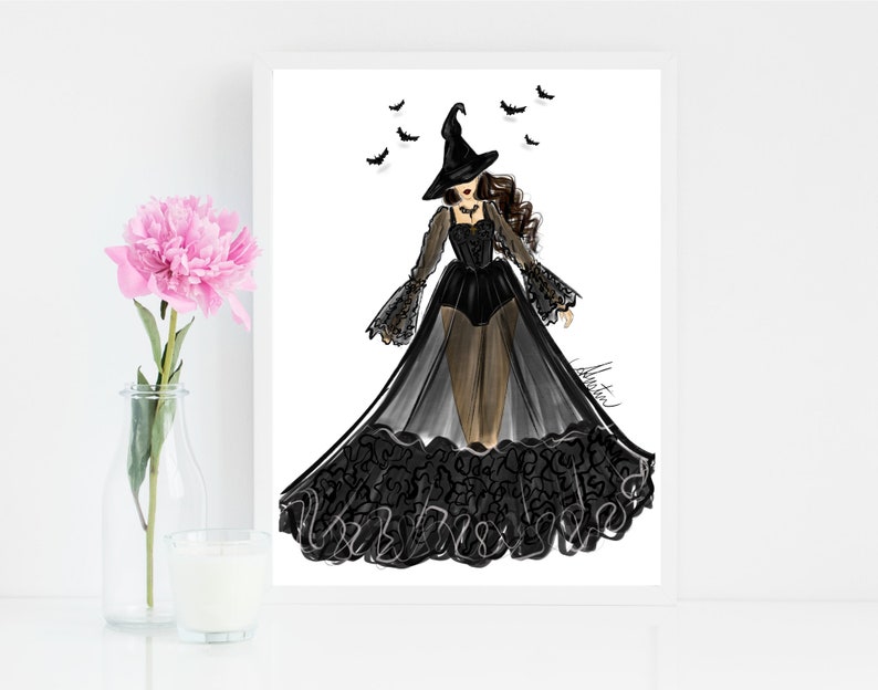 So Witchy, Halloween Art Print, Halloween Witch Art Print, Halloween Witch Art, Halloween Witch Illustration, Witches Fashion Illustration image 6