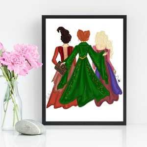 Witch Sisters Art Halloween Sisters Art Witch Print Witches Art Print Halloween Witch Illustration Witch Friends Illustration PLTStudio Fall