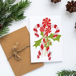 Candy bastón y muérdago Tarjetas de Navidad Papelería de Navidad Vacaciones Tarjetas de felicitación Tarjetas de Navidad Set de papelería de Navidad Conjunto de Navidad Navidad