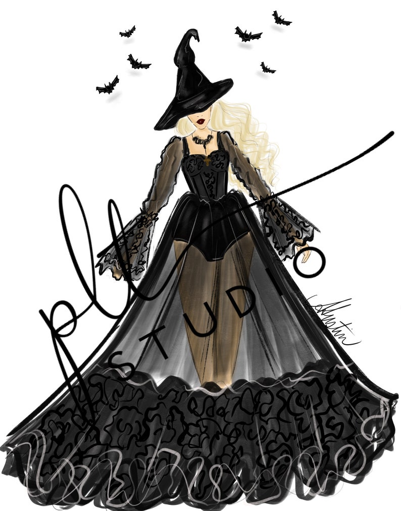 So Witchy, Halloween Art Print, Halloween Witch Art Print, Halloween Witch Art, Halloween Witch Illustration, Witches Fashion Illustration image 10