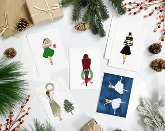 SET OF 10 Holiday Variety Pack 7 Christmas Cards Christmas Stationery, Holidays Greeting Cards Christmas Cards Set, Christmas Stationery Set