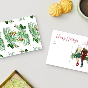 ホリデーガールズポストカード クリスマスポストカード ホリデーカード ホリデー グリーティングカード PLTStudio クリスマス ファッションイラスト クリスマスカード ポストカード