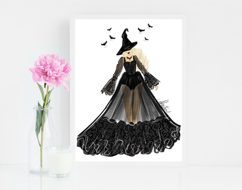 So Witchy, Halloween Art Print, Halloween Witch Art Print, Halloween Witch Art, Halloween Witch Illustration, Witches Fashion Illustration image 1