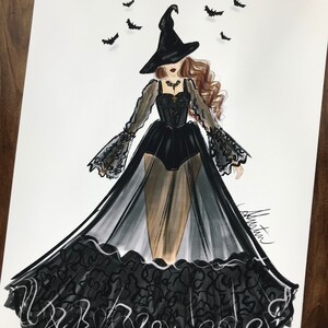 So Witchy, Halloween Art Print, Halloween Witch Art Print, Halloween Witch Art, Halloween Witch Illustration, Witches Fashion Illustration image 3