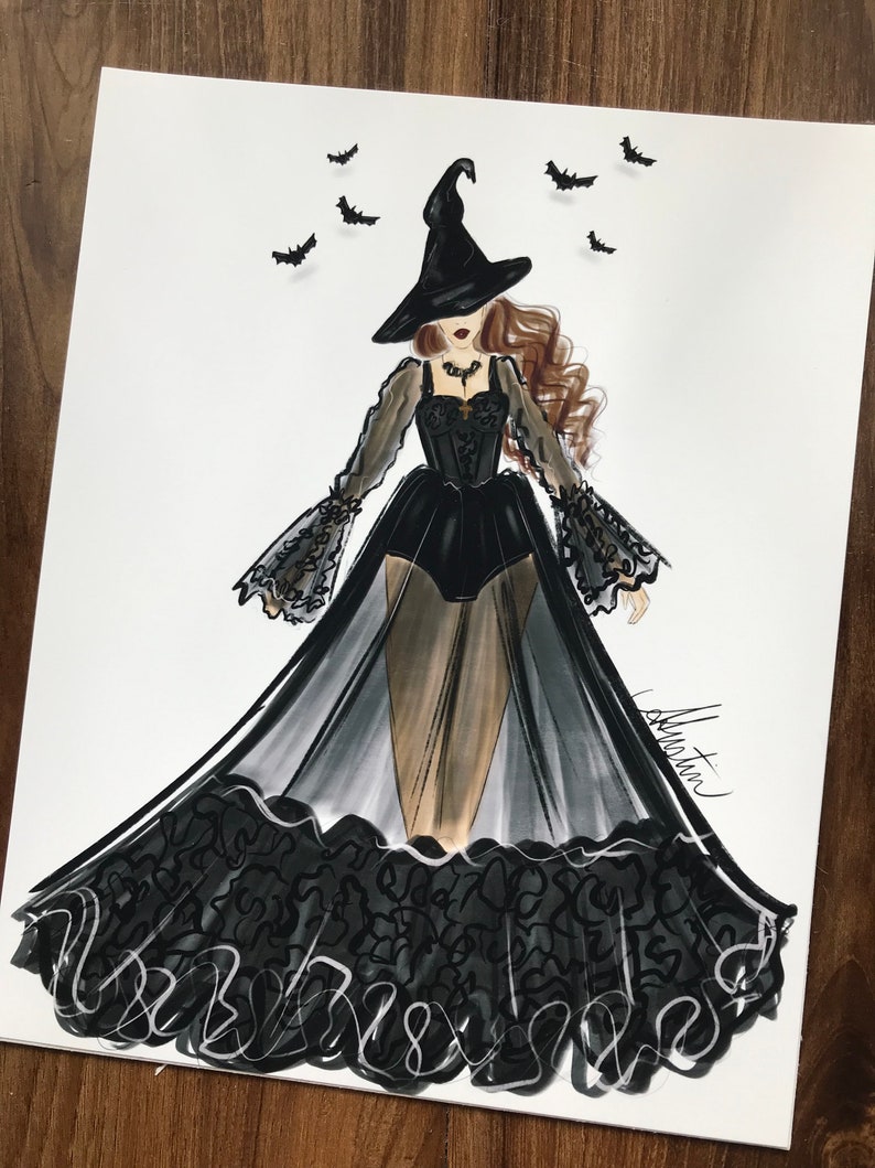 So Witchy, Halloween Art Print, Halloween Witch Art Print, Halloween Witch Art, Halloween Witch Illustration, Witches Fashion Illustration image 3