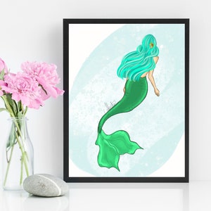 Siren, Mermaid Art, Mermaid illustration, Mermaid Art Print, Mermaid Wall Art, Mermaid Decor, Siren Art Print, Mermaid Fashion Illustration