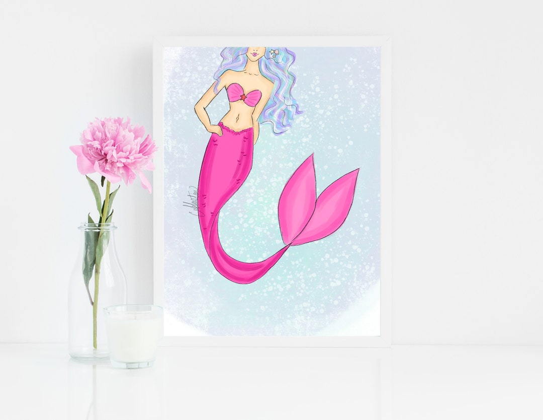 Mermaid Hair Mermaid Art Print Mermaid Illustration Mermaid - Etsy