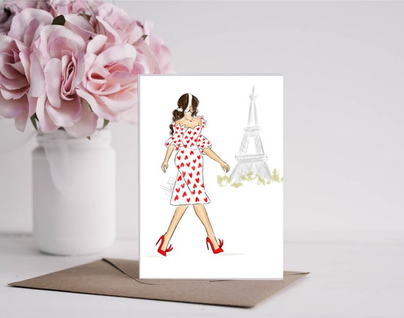 Emily in Paris Heart Dress Card Set Paris Everyday Cards Set 