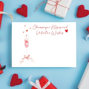 AFDRUKBARE downloadbare champagnekussen en Valentijnswensen platte kaart Valentijnsdagkaarten Galentine's Day briefpapier BFF geschenken PLTStudio