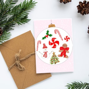 Xmas Ornaments Cards Christmas Cards Christmas Stationery Holidays Greeting Card Xmas Cards Set Christmas Stationery Set PLTStudio Pink Xmas