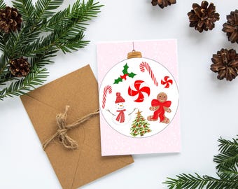 Xmas Ornaments Cards Christmas Cards Christmas Stationery Holidays Greeting Card Xmas Cards Set Christmas Stationery Set PLTStudio Pink Xmas
