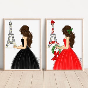 2 - 8 x 10BUNDLE Art Prints 2 Paris Fashion Illustration Emily In Paris Illustration Winter Art Print Paris Travel Decor BFF Gifts PLTStudio
