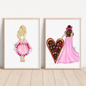 2 - 8 x 10 BUNDEL Art Prints Liefde Mode Illustratie Valentijn Illustratie Galentine kunst Print BFF Geschenken Vanity Decor PLTStudio XOXO Art