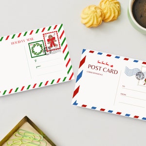 Juego de 4 tarjetas navideñas planas descargables para imprimir y descargar, papelería navideña, tarjetas digitales de vacaciones de PLTStudio, postales navideñas
