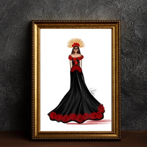 La Catrina 2 Fashion Illustration Day of the dead Art, Dias de los muertos Art Print, Mexico Fashion Art, PLTStudio, All Souls Day Art, Fall
