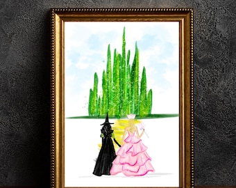 To Oz Wicked Art Wicked Witch of The East Glinda Sisters Art Witch Art Print Wizard of Oz Illustration Witch Illustration  Illustration Fall