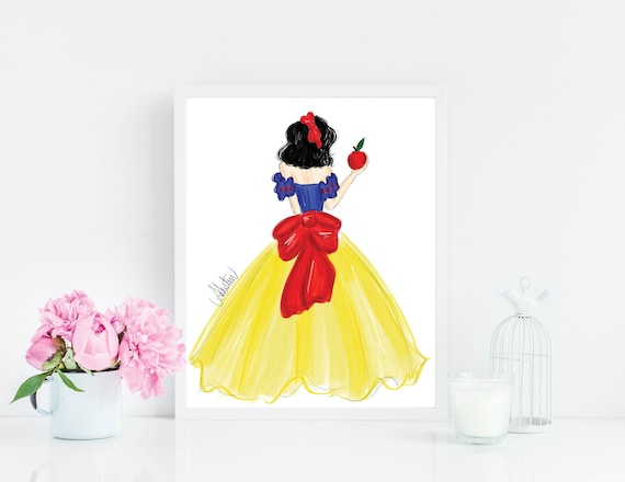 The Fairest of Them All, Snow White Decor, Snow White Art, Princess Fashion Illustration, Snow White Illustration, Disney Princesses Art Art