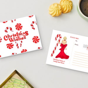 キャンディケインポストカード クリスマスポストカード ホリデーカード ホリデー グリーティングカード PLTStudio クリスマス ファッションイラスト クリスマスカード ポストカード